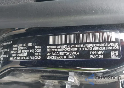 2016 Jeep Renegade Latitude из США, поврежденный, VIN ZACCJBBT7GPD51084